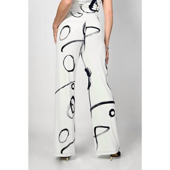 NEW FRANK LYMAN printed palazzo trouser in off white/navy - Picture 2 of 4